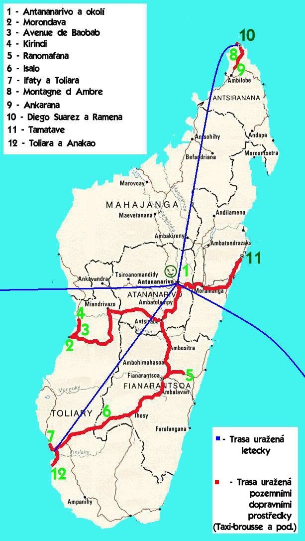 Aye-Aye expedition - mapa cesty