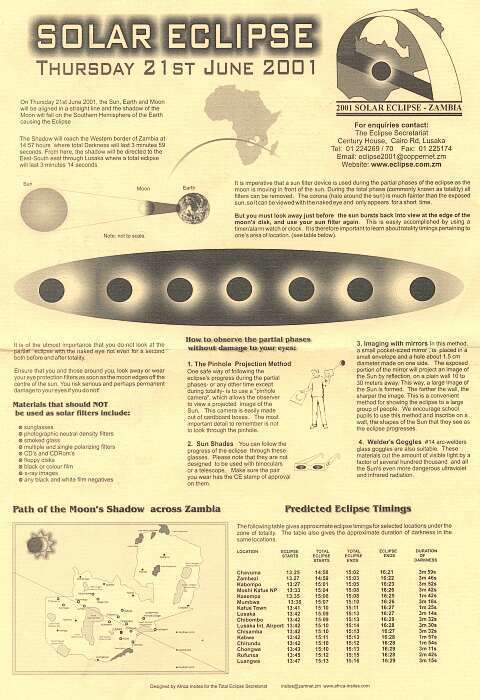 Zatmění 2001 - leták