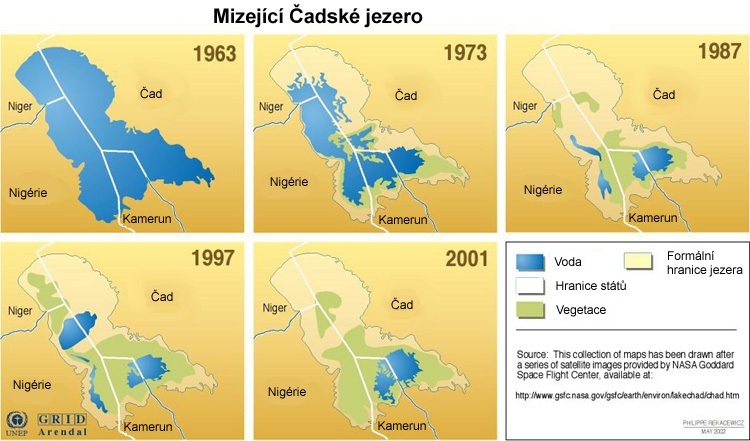 Jezero Čad - vývoj plochy