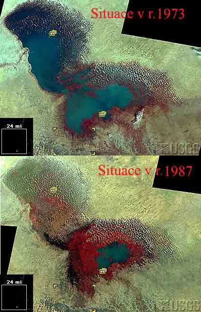 Čadské jezero - vývoj hladiny