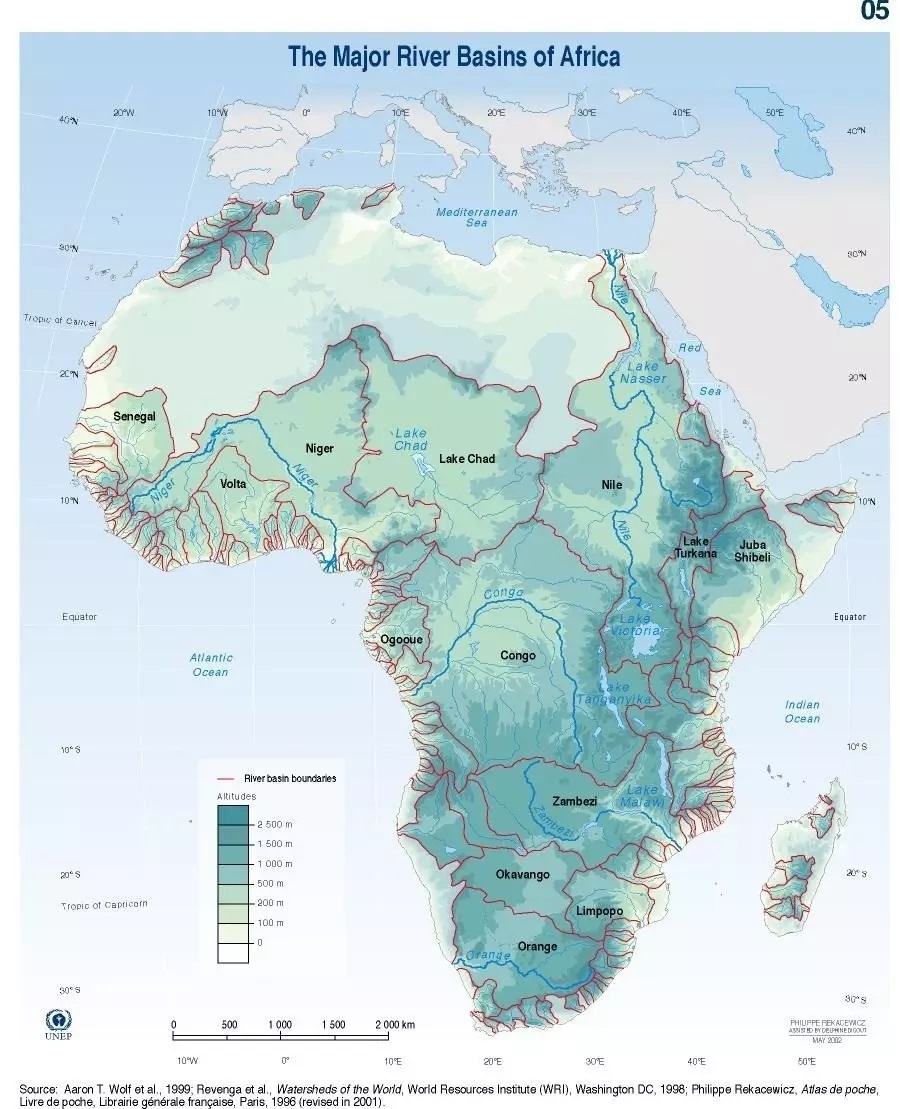 Hlavní africká povodí (zdroj: UNEP)