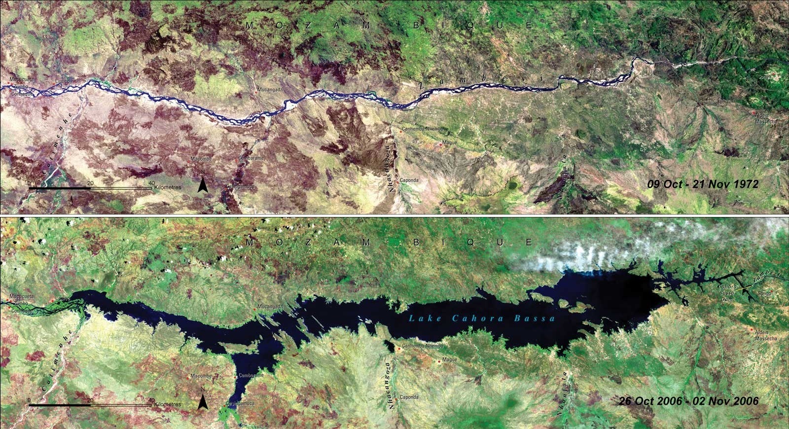 Přehrada Cahora Basa (NASA)