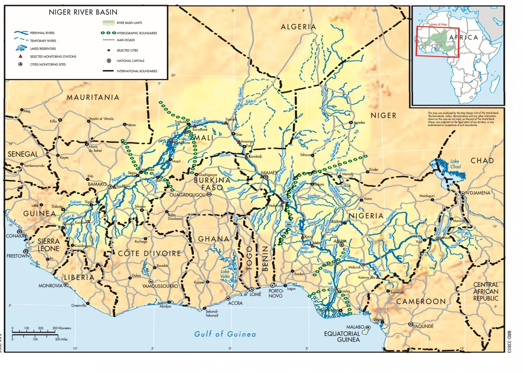 Povodí řeky Niger (Zdroj: Světová banka)