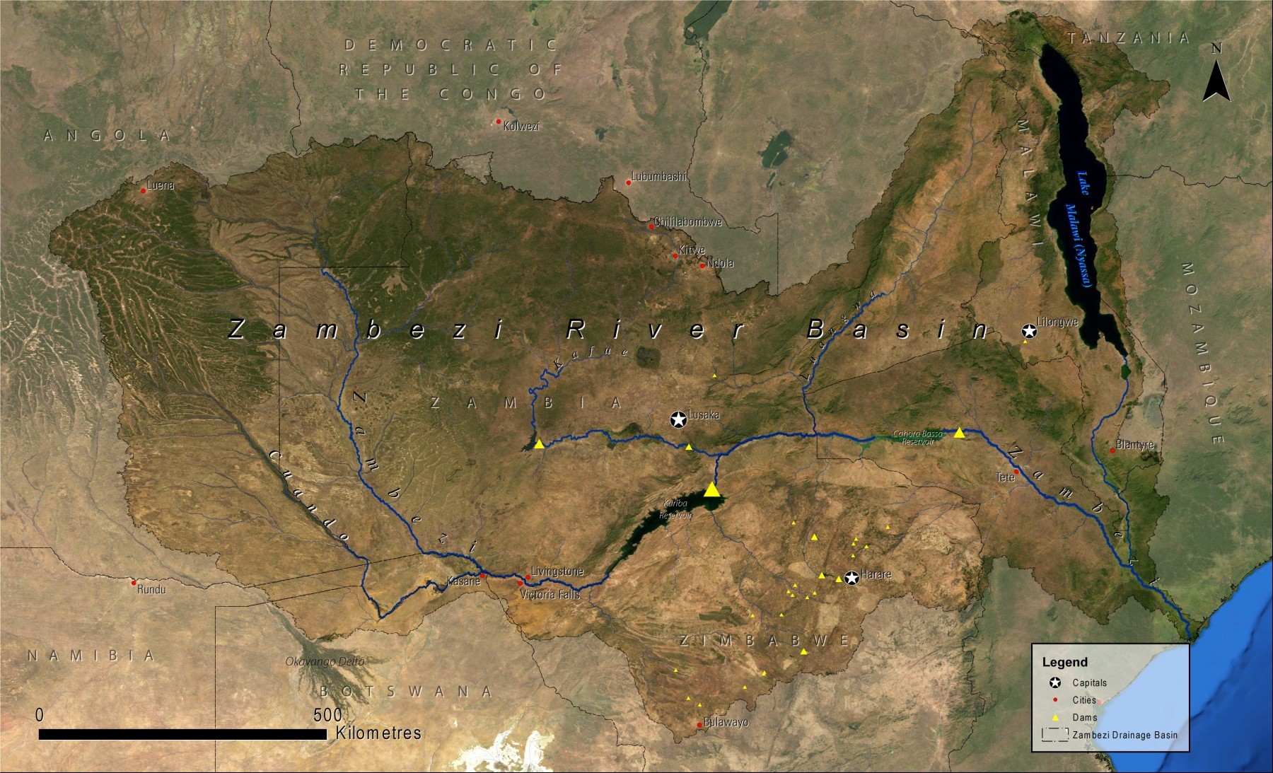 Povodí řeky Zambezi (UNEP)