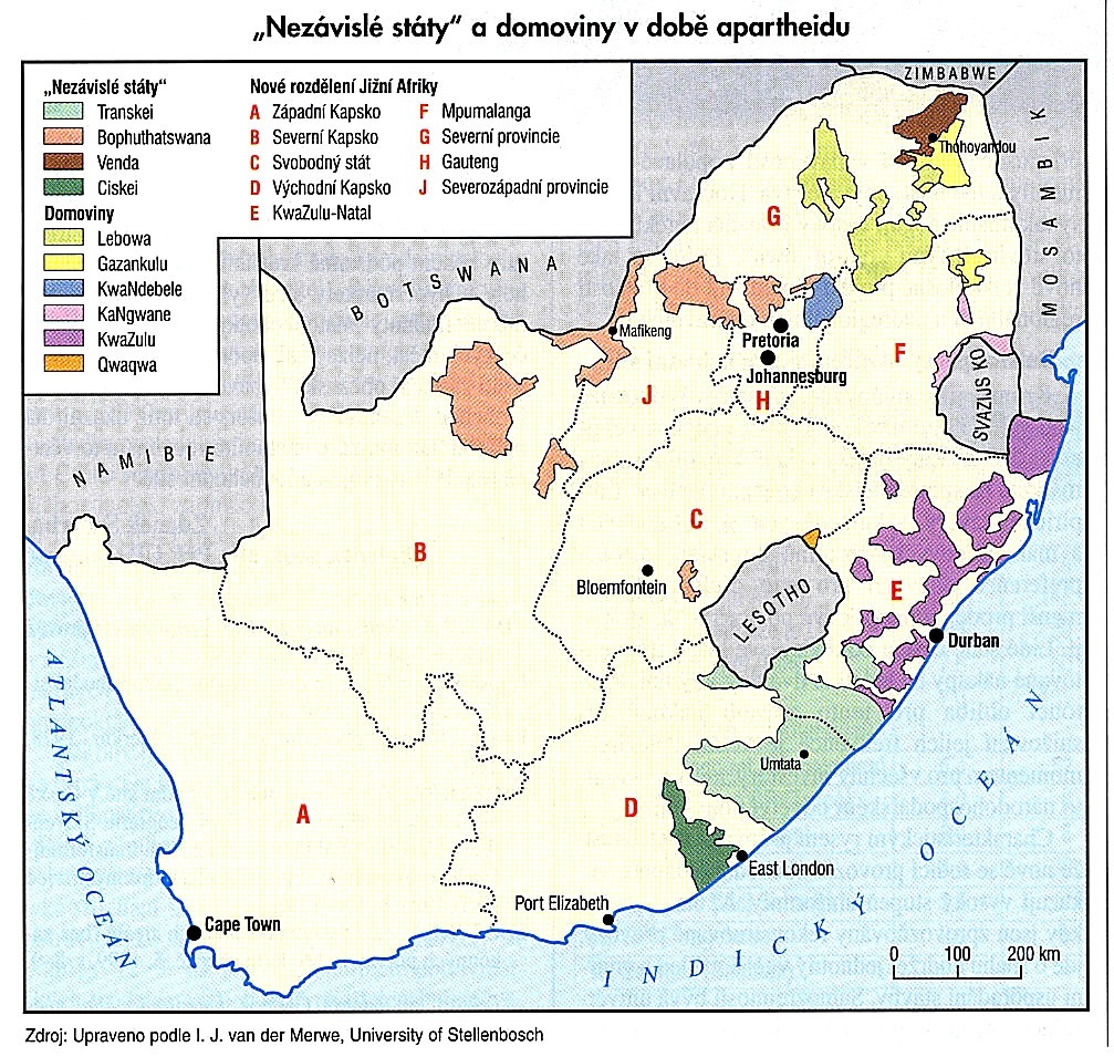 Nezávislé státy a domoviny v době apartheidu v JAR