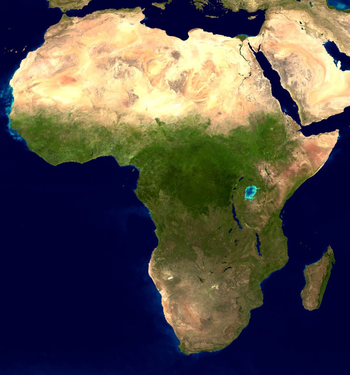 Satelitní snímek Afriky