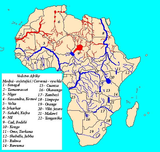 Mapa Povrch Afriky