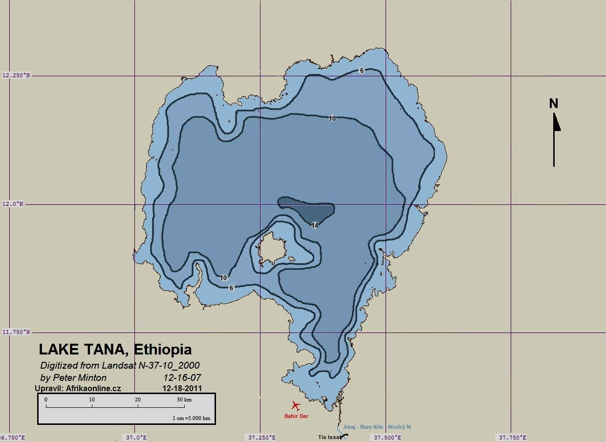 jezero Tana - batymetrická mapa