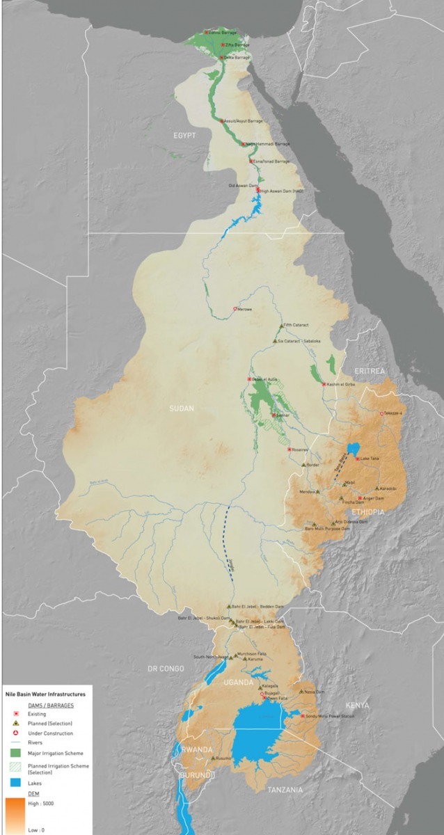 Přehrady a zavlažováncí soustavy na Nilu (Faonile.org)