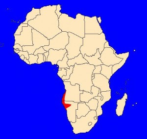 mapka výskytu krajty angolské